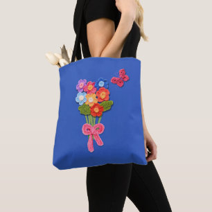 Bolsa Tote Flores de crochê Borboleta e Impressão de Arco