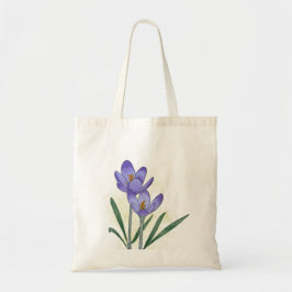 Bolsa Tote Flores De Croco, pintadas À Mancha, Com Cor De Águ