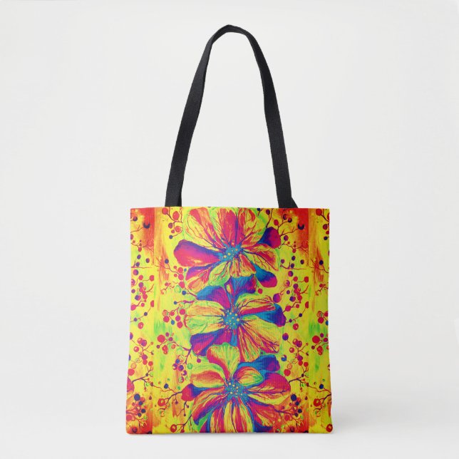 Bolsa Tote Flores de Delfinium de Aquarelas Flame Quente (Frente)