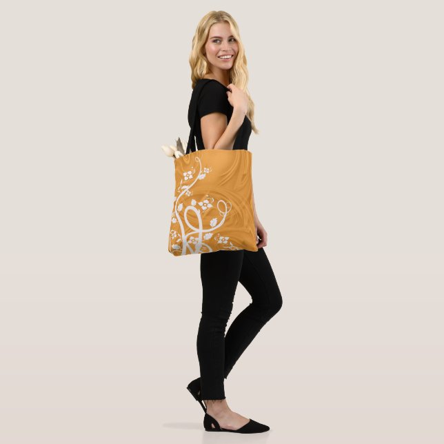 Bolsa Tote Flores de Farfalhas Brancas Sombra Rola Sobre Lara (No(a) Modelo)