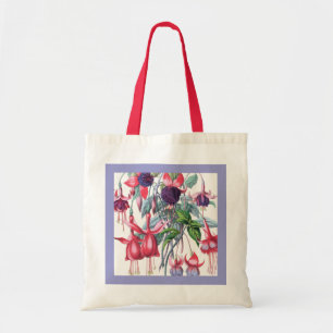 Bolsa Tote Flores de Fúchsia, Rosa e Púrpura, que se Prendem