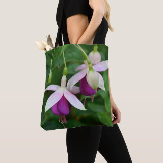 Bolsa Tote Flores de Fúchsia Roxas com Sepais Brancos