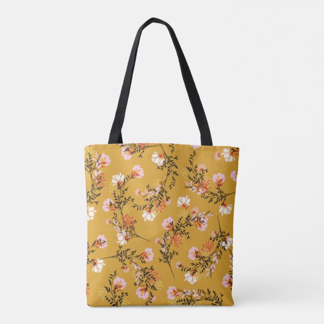 Bolsa Tote Flores de fundo amarelas (Verso)