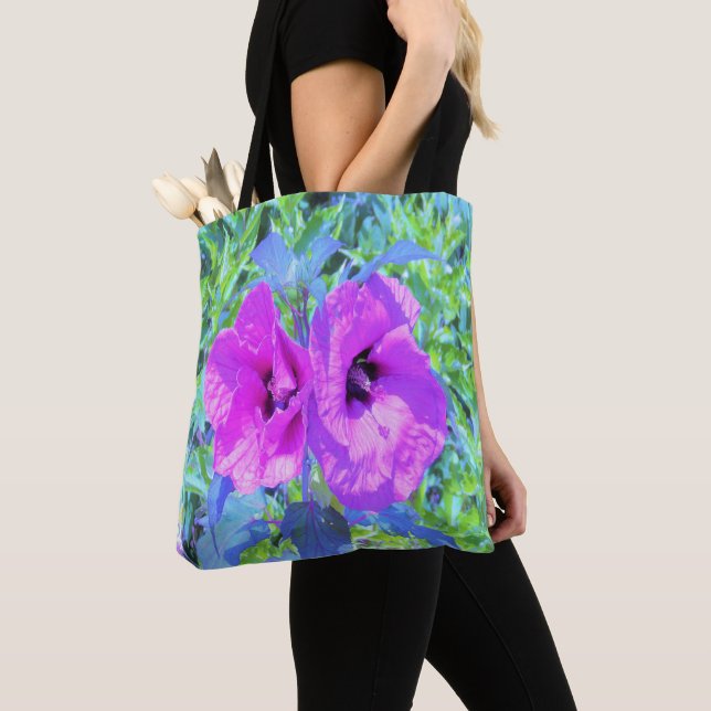 Bolsa Tote Flores de Hibisco Roxo-Roxo-Violeta (Close Up)