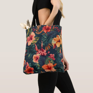 Bolsa Tote Flores De Hibisco, Um Padrão Floral Tropical