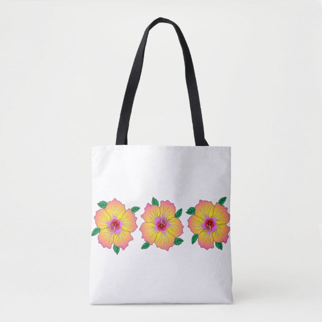 Bolsa Tote Flores de Hibiscus Havaianos (Frente)