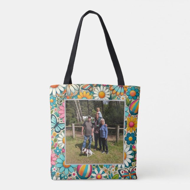 Bolsa Tote Flores de Hippie de Imagem Personalizadas (Verso)