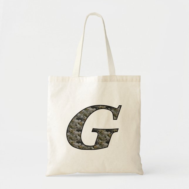 Bolsa Tote Flores de Hortênsia com Inicial de Monograma G (Frente)