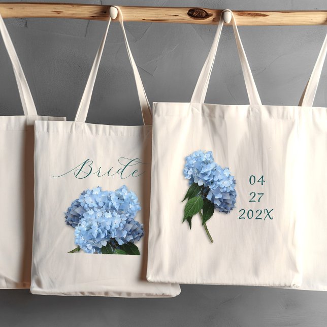 Bolsa Tote Flores de Hydrangea Azuis de Casamento Brides Bag (Criador carregado)