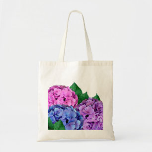 Bolsa Tote Flores de Hydrangea Azul e Rosa