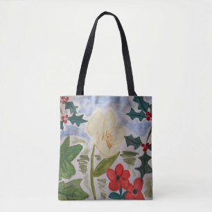 Bolsa Tote Flores de inverno e Holly