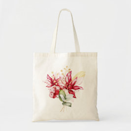 Bolsa Tote Flores de inverno vermelhas poinsettia aquática
