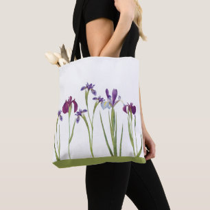 Bolsa Tote Flores de Íris Roxo Elegante
