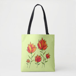 Bolsa Tote Flores De Laranja Em Primavera Verde