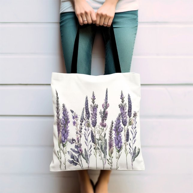 Bolsa Tote Flores de Lavanda de Aquarela (Criador carregado)