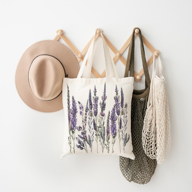 Bolsa Tote Flores de Lavanda de Aquarela (Criador carregado)