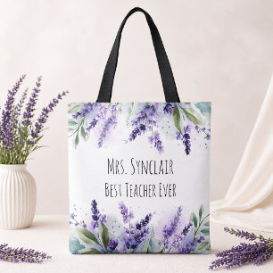 Bolsa Tote Flores de Lavanda Personalizadas Agradecimento ao