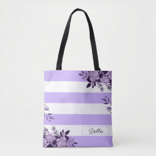 Bolsa Tote Flores De Lavanda Romântica E Saco De Tota De Stri