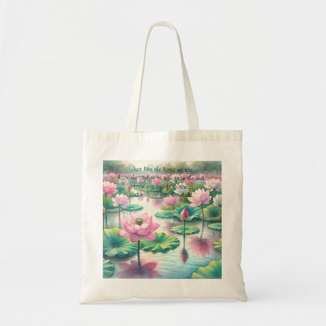 Bolsa Tote Flores de Lotus e Cotação (Frente)