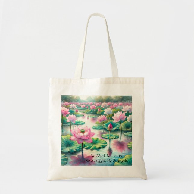 Bolsa Tote Flores de Lotus e Cotação (Frente)