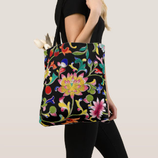 Bolsa Tote Flores de Lotus e Vinha