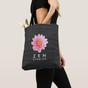 Bolsa Tote Flores de Lotus Rosa Flutuantes Elegantes