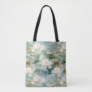 Bolsa Tote Flores de Lótus Verde Serenidade