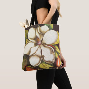 Bolsa Tote Flores de Magnólia Antiga Planta Com Sementes