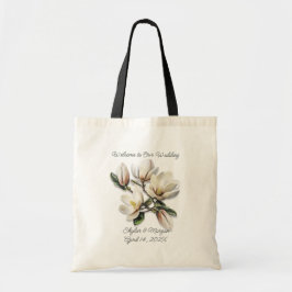 Bolsa Tote Flores de Magnólia Brancas de Boas-Vindas no Casam