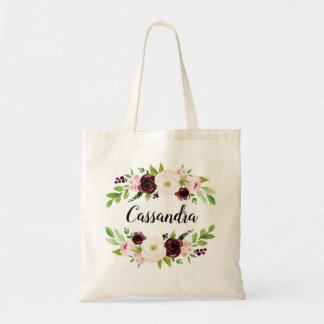 Bolsa Tote Flores de Marrom Personalizadas de Proposta de Tot