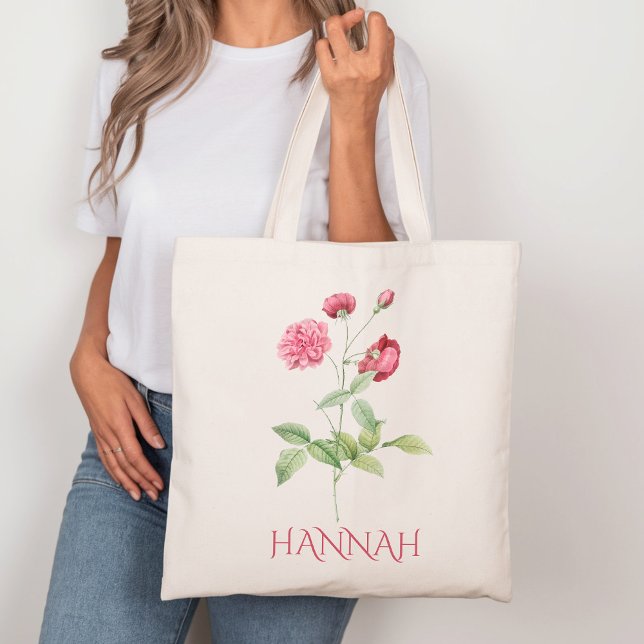 Bolsa Tote Flores de Nascimento de Junho Rosas Rosa Vermelhas (Criador carregado)