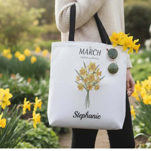 Bolsa Tote Flores de Nascimento de Março Jardim Cottagecore