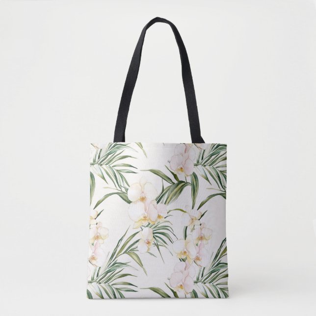 Bolsa Tote Flores De Orquídeas De Creme (Frente)