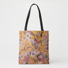Bolsa Tote Flores de Paixão Elegantes Modernas Vintage Laranj