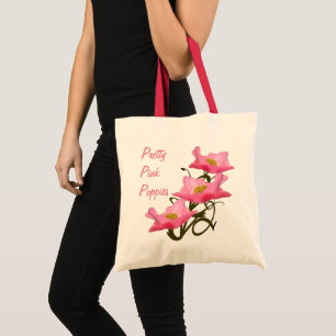 Bolsa Tote Flores de Papoula Rosa Eco-friendly Reutilizável P