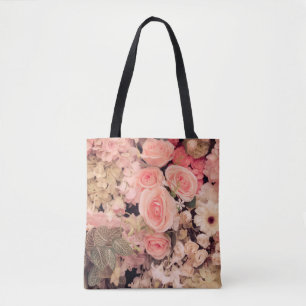 Bolsa Tote Flores de parede retro-textura - Filtro Efeito de 