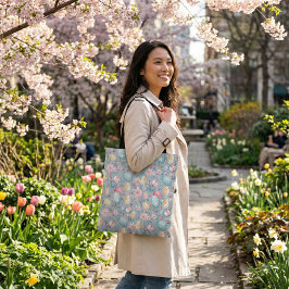 Bolsa Tote Flores de Páscoa em Pastel Decorativas