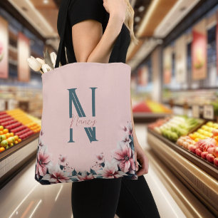 Bolsa Tote Flores de Pastel Delicadas Personalizáveis