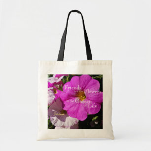 Bolsa Tote Flores De Petunia / Rosa Brilhante E Rosa Pálido /