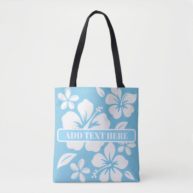 Bolsa Tote Flores de Praia Azul Tropicais (Frente)