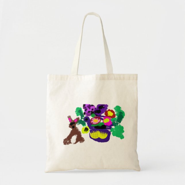 Bolsa Tote Flores de primavera Alegria do coelho (Frente)
