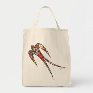 Bolsa Tote Flores de primavera Coloridas de Aves de Engorda W