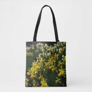 Bolsa Tote Flores de primavera de Daffodils Amarelos e Branco