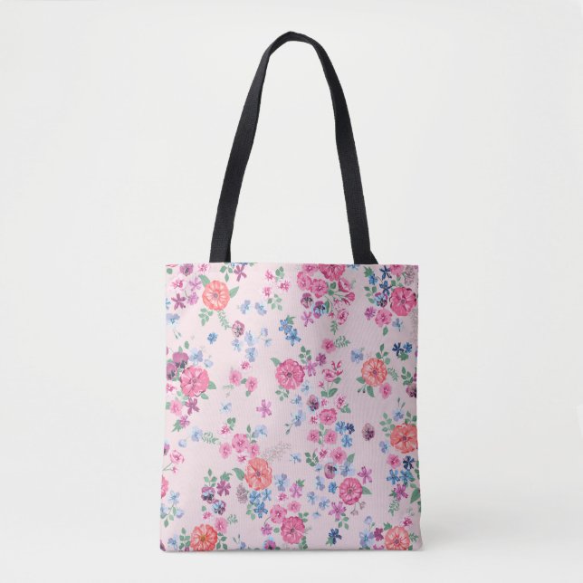 Bolsa Tote Flores de primavera design. Padrão floral sem cost (Frente)