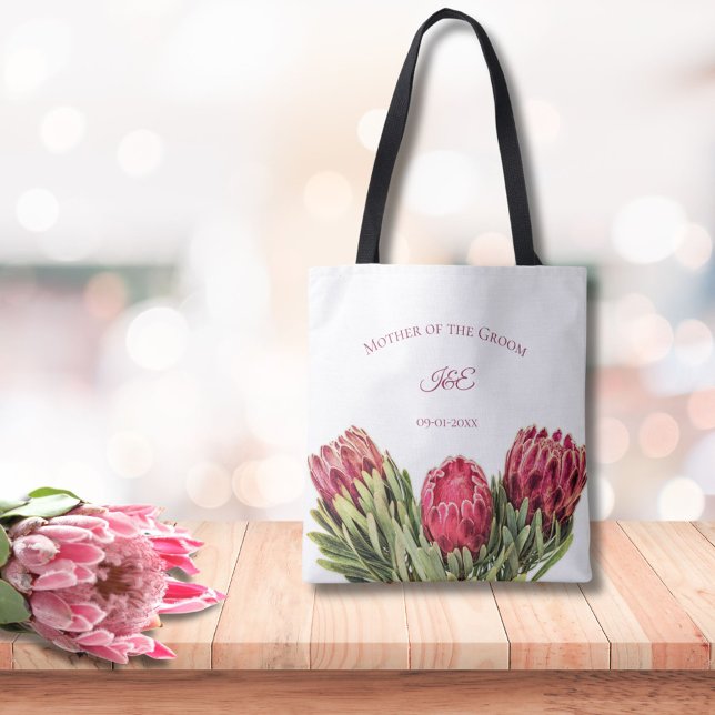 Bolsa Tote Flores de Protea Rosa Botânica Tropical Folha Verd (Criador carregado)