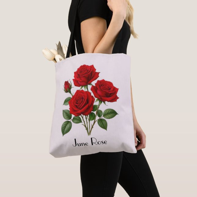 Bolsa Tote Flores de Rosa de Junho (Close Up)