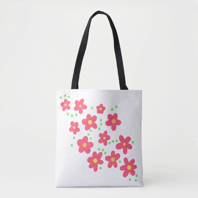 Bolsa Tote Flores de Salmão Whimsical (Frente)