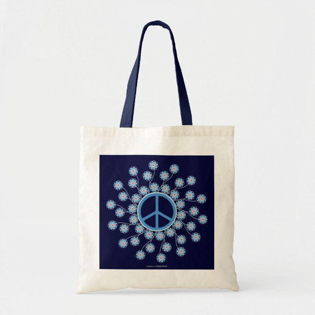Bolsa Tote Flores de Símbolos de Paz (Frente)