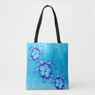 Bolsa Tote Flores de Tartarugas do Mar Honu