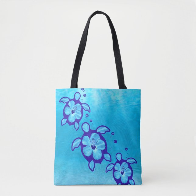 Bolsa Tote Flores de Tartarugas do Mar Honu (Frente)